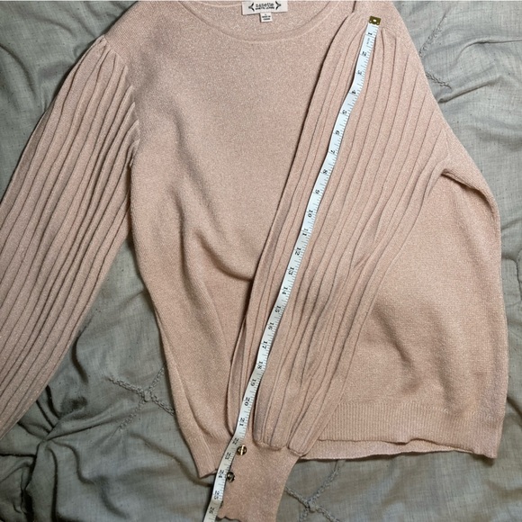 Nanette Lepore champagne pink metallic sweater with pleated sleeves - Picture 5 of 9